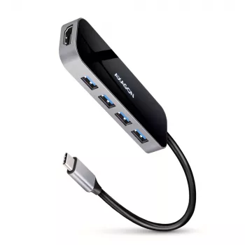 Axagon HMC-6H4A USB 3.2 Gen 1 hub, 4x USB-A, HDMI 4k/30Hz, PD 100W, 20cm USB-C cable
