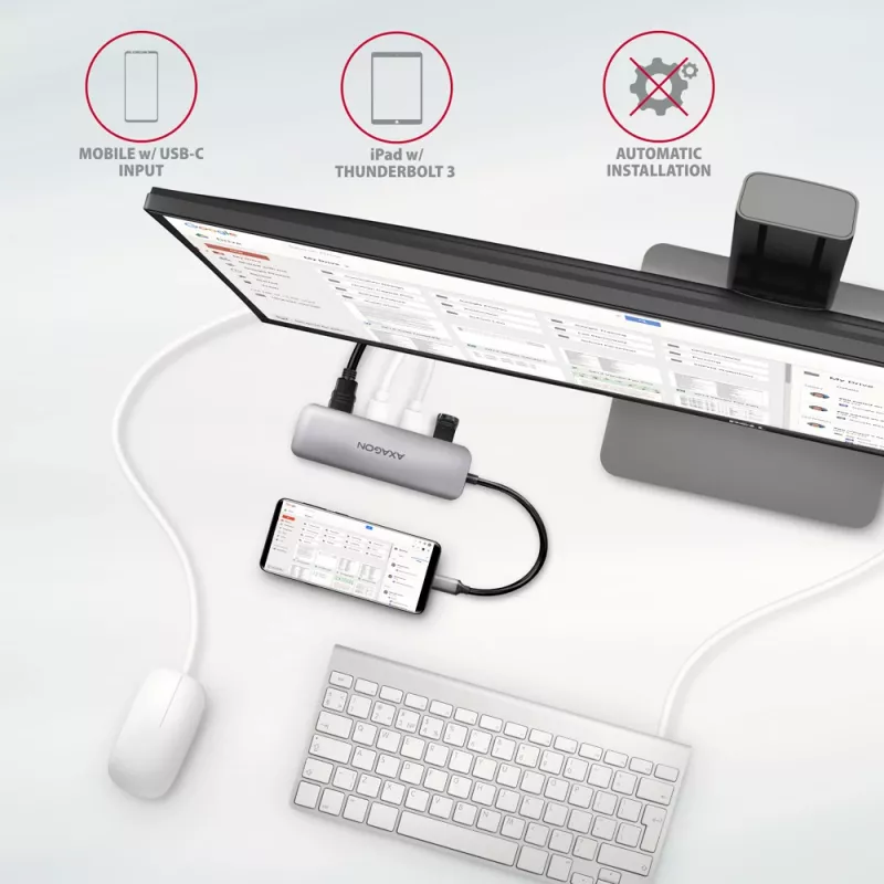 Axagon HMC-HCR3A 3x USB-A+ HDMI+ SD/microSD USB-C 3.2 Gen 1 hub 20cm Wired USB 3.2 Gen 1 (3.1 Gen 1) Type-C Grey