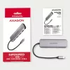 Axagon HMC-HCR3A 3x USB-A+ HDMI+ SD/microSD USB-C 3.2 Gen 1 hub 20cm Wired USB 3.2 Gen 1 (3.1 Gen 1) Type-C Grey