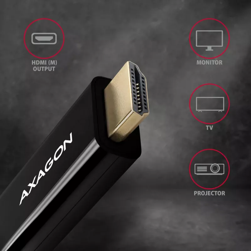Axagon RVDM-HI14C2 Mini DisplayPort to HDMI Adapter Cable 4K 30Hz 1.8m