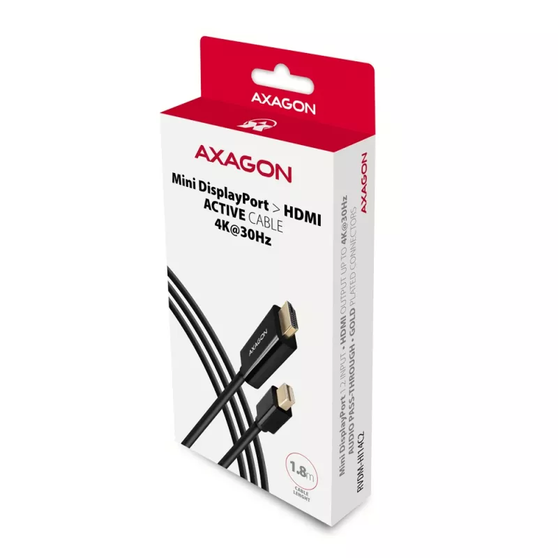 Axagon RVDM-HI14C2 Mini DisplayPort to HDMI Adapter Cable 4K 30Hz 1.8m