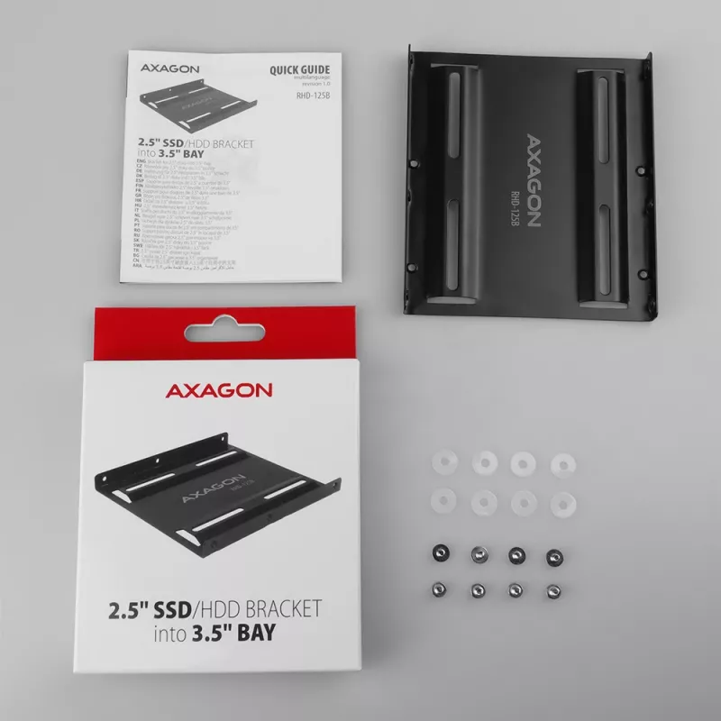 Axagon RHD-125B Mounting Frame for 1x 2.5 inch in 3.5 inch Slot - Black Metal