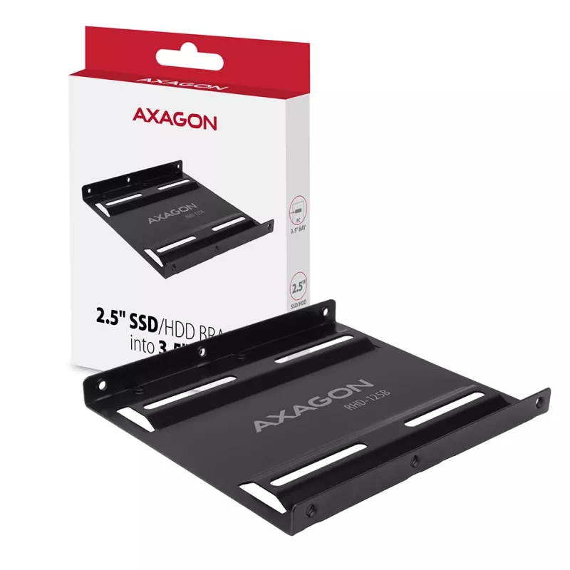 Axagon RHD-125B Mounting Frame for 1x 2.5 inch in 3.5 inch Slot - Black Metal