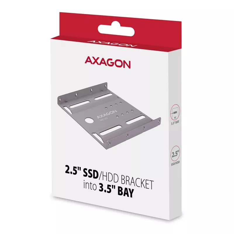 Axagon RHD-125S bracket for 1x 2.5 inch HDD/SSD into 3.5 inch bay, metal, grey