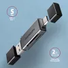 Axagon CRE-DAC USB-C+ USB-A 5 Gbps MINI 2-slot & lun SD/microSD card reader USB 3.0 Type-A/Type-C Grey