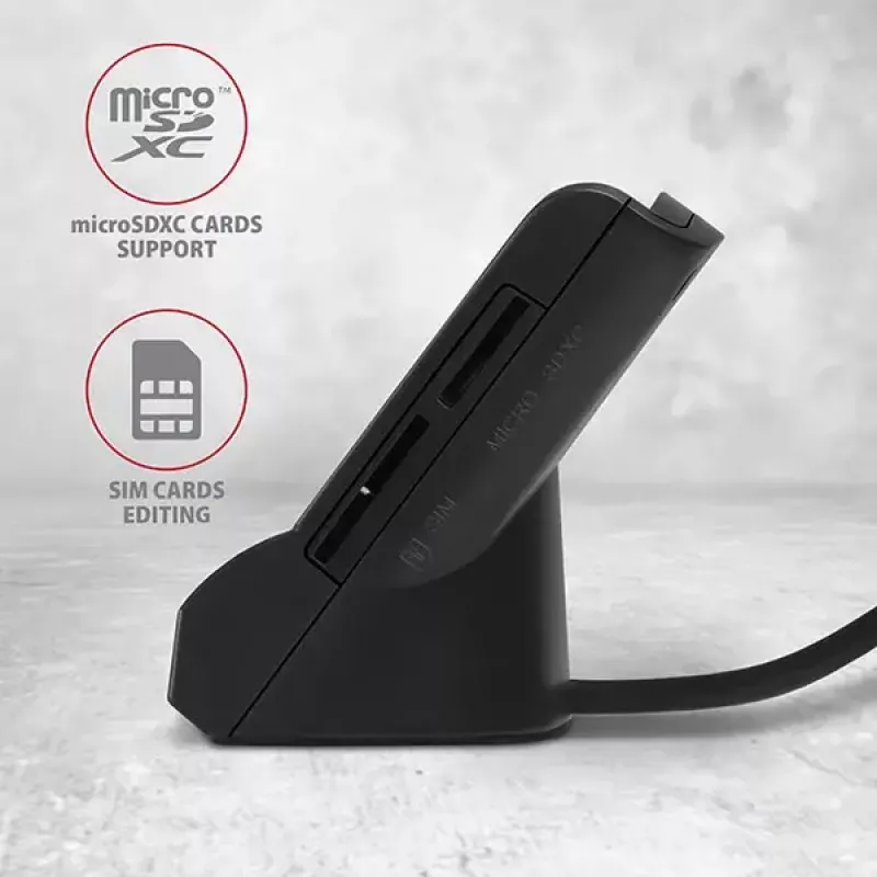 Axagon CRE-SM2 Smart Card Reader USB 2.0 Black 1.3m Cable