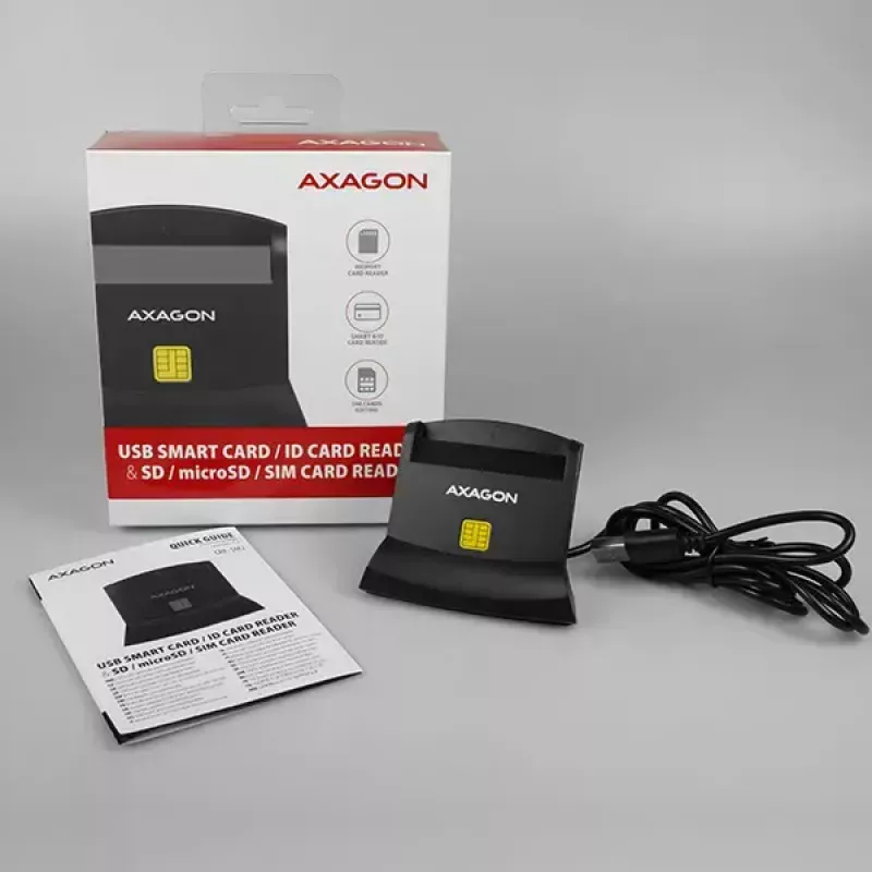 Axagon CRE-SM2 Smart Card Reader USB 2.0 Black 1.3m Cable