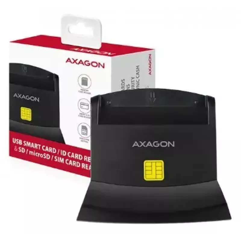 Axagon CRE-SM2 Smart Card Reader USB 2.0 Black 1.3m Cable