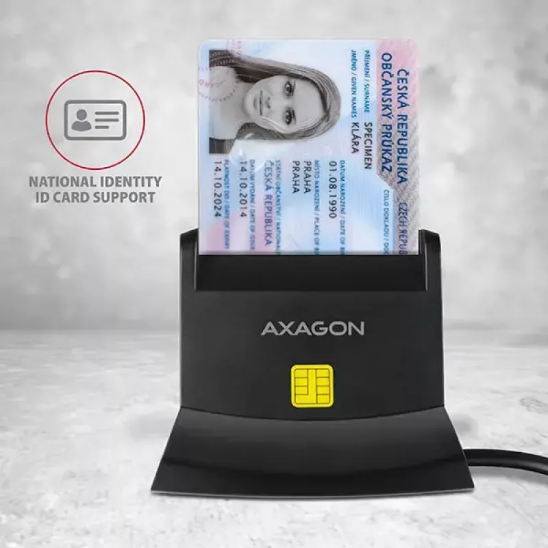 Axagon CRE-SM2 Smart Card Reader USB 2.0 Black 1.3m Cable