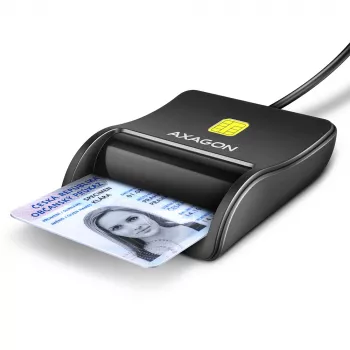 Axagon CRE-SM3N USB-A Smart card/ID card FlatReader, USB 2.0, 1.3 m, Black, 57 g