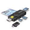 Axagon CRE-SMP2A USB Smart card & SD/microSD/SIM PocketReader smart card reader Indoor USB Type-A/USB Type-C Black