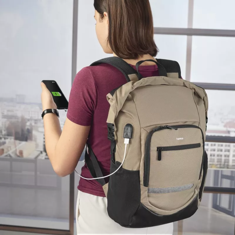 Hama Terra 39.6 cm (15.6 inch) Backpack Beige, Black