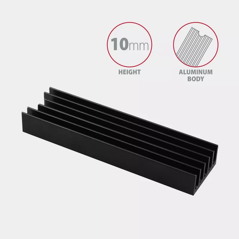 Axagon CLR-M2L10 Passive aluminum heatsink for all M.2 SSDs, size 2280, high 10 mm.