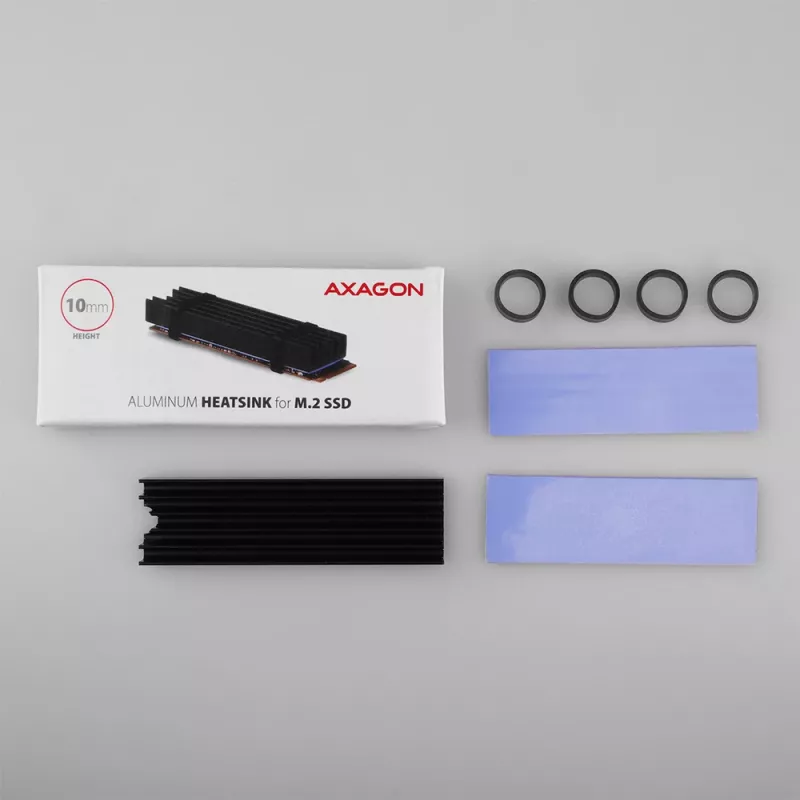 Axagon CLR-M2L10 Passive aluminum heatsink for all M.2 SSDs, size 2280, high 10 mm.