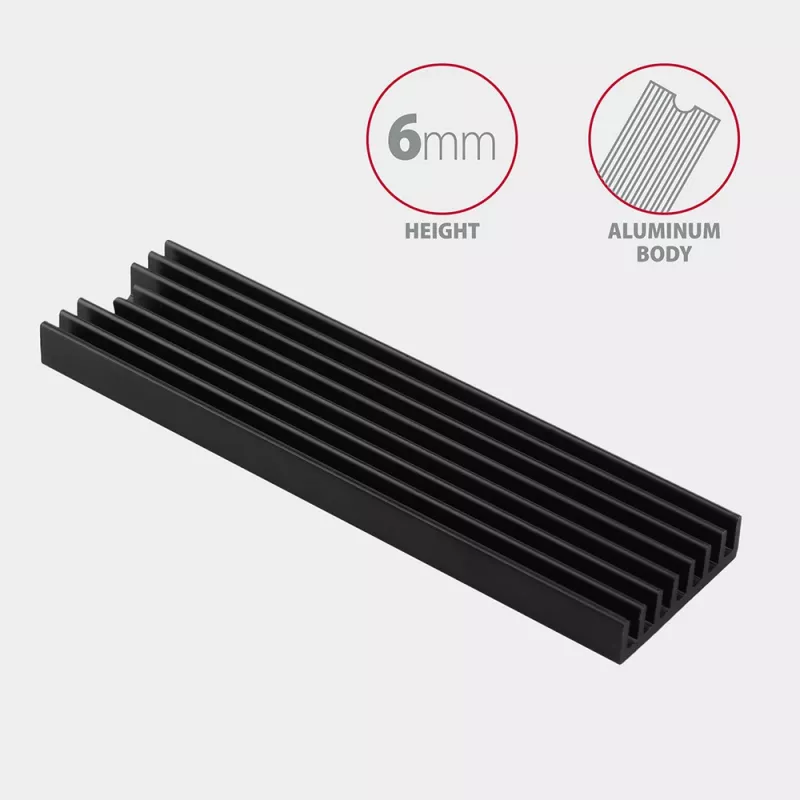 Axagon CLR-M2L6 Passive aluminum heatsink for all M.2 SSDs, size 2280, high 6 mm