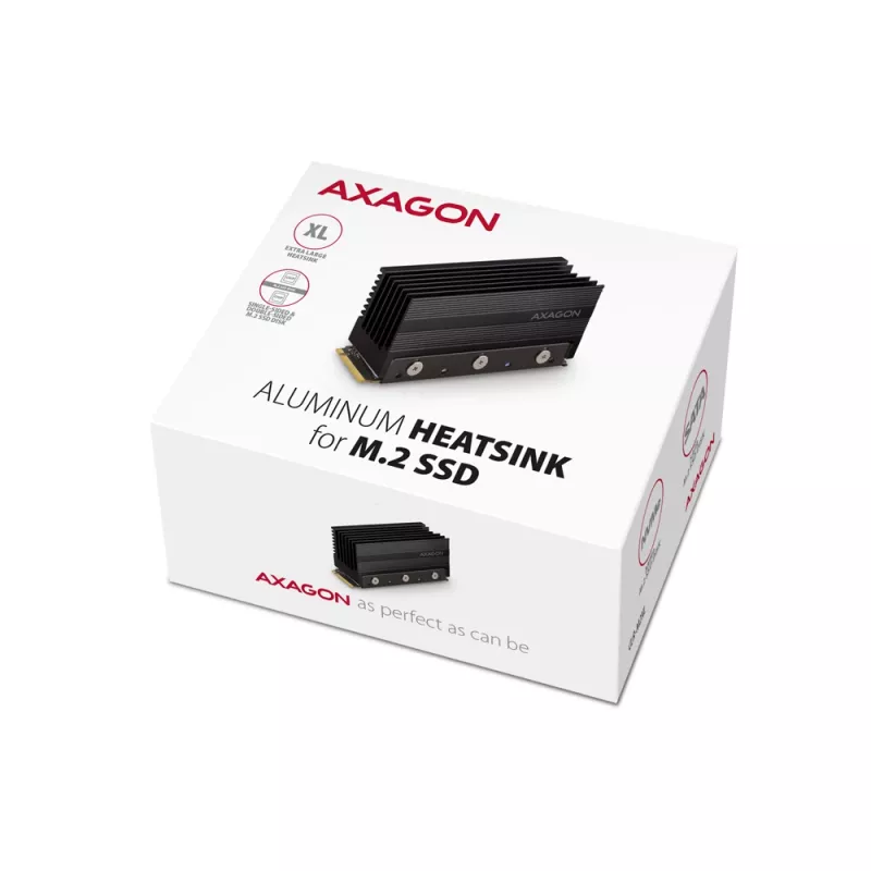 Axagon CLR-M2XL Passive aluminum heatsink for single-sided and double-sided M.2 SSD disks, size 2280, height 36 mm