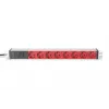 DIGITUS 1U Aluminum PDU, rackmountable 10A Plug, 250VAC 50/60Hz, 8x RED CEE 7/7 outlet pre-fuse, IEC C14 plug