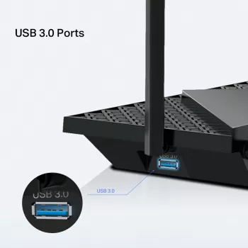 TP-Link Archer AX5400 Multi-Gigabit WiFi 6 Router, Wi-Fi 6 (802.11ax), Dual-band (2.4 GHz / 5 GHz), Ethernet LAN, Black, Desktop/pole router
