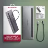 Docking station Axagon HMC-4KX3 USB-C 5Gbps hub, 3x USB-A, 2x HDMI, DP, RJ-45, SD/microSD, audio, PD 100W, cable 40cm
