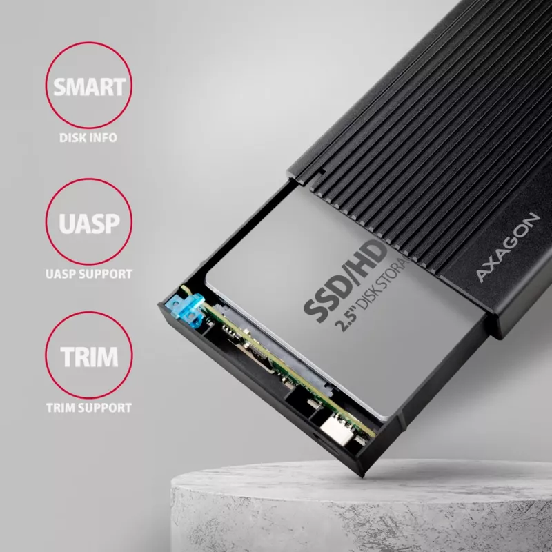 HDD/SSD enclosure Axagon EE25-GTR USB-C 3.2 Gen 2 Black 2.5 inch