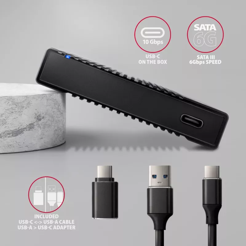 HDD/SSD enclosure Axagon EE25-GTR USB-C 3.2 Gen 2 Black 2.5 inch