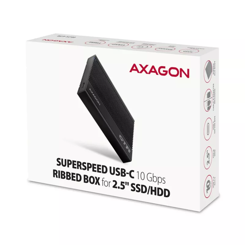 HDD/SSD enclosure Axagon EE25-GTR USB-C 3.2 Gen 2 Black 2.5 inch