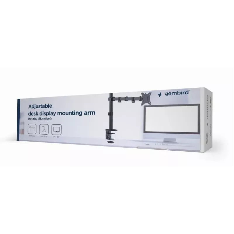 Monitor mount clamp GEMBIRD MA-D1-01 for 17 inch–32 inch screens, VESA 75×75–100×100, up to 9 kg, black