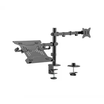 Monitor mount stand Gembird MA-DA-03 for 32 inch screens, desk clamp/grommet, dual-arm, VESA 75x75–100x100, black