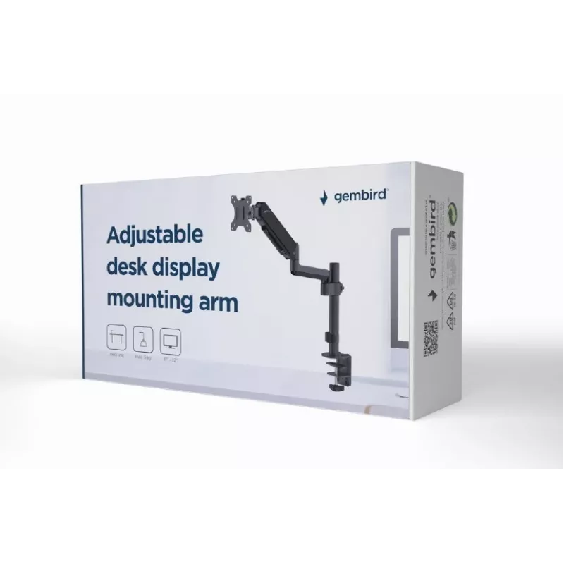 Monitor mount GEMBIRD MA-DA1P-01 — 1-arm desk mount for 17 inch–32 inch screens, VESA 75x75–100x100, max load 9 kg, black