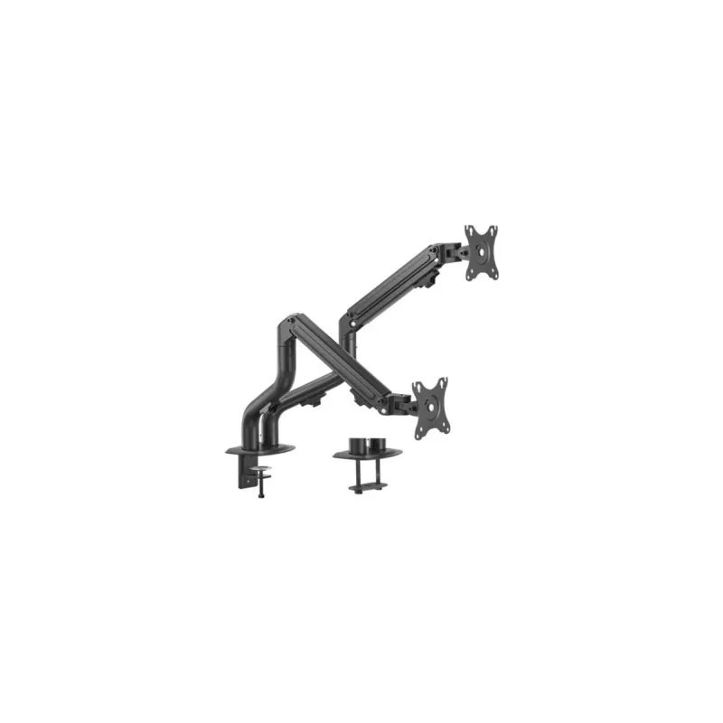 Monitor mount GEMBIRD MA-DA2-02 Black dual-arm for 2 displays up to 32 inch VESA 75x75–100x100, clamp or grommet, max load 16 kg