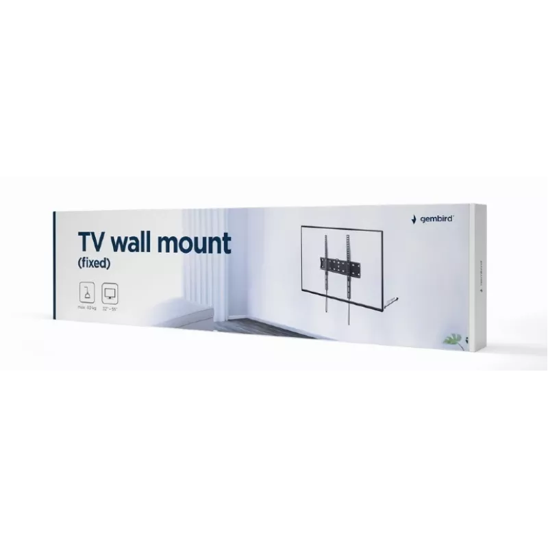 TV mount Gembird WM-55F-02 black, for 32–55 inch screens, max load 40 kg, VESA 200x200–400x400, slim 2.5 cm