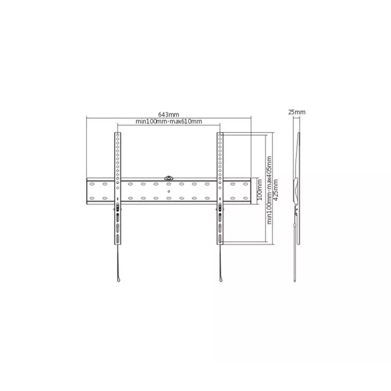 TV mount Gembird WM-70F-01 Black for 37 inch–70 inch TVs, 40 kg, VESA 200x200–600x400, 2.5 cm slim