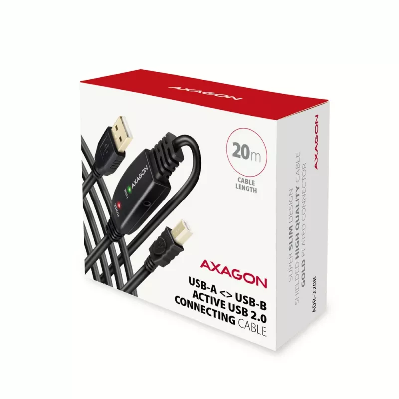 Axagon ADR-220B USB 2.0 A-M -> B-M active connecting/repeater cable 20m