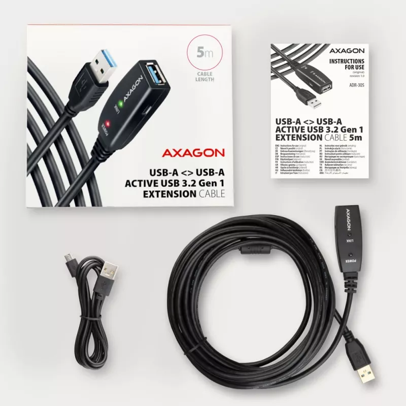 Axagon ADR-305 USB 3.2 Gen 1 A-M -> A-F active extension/repeater cable 5m