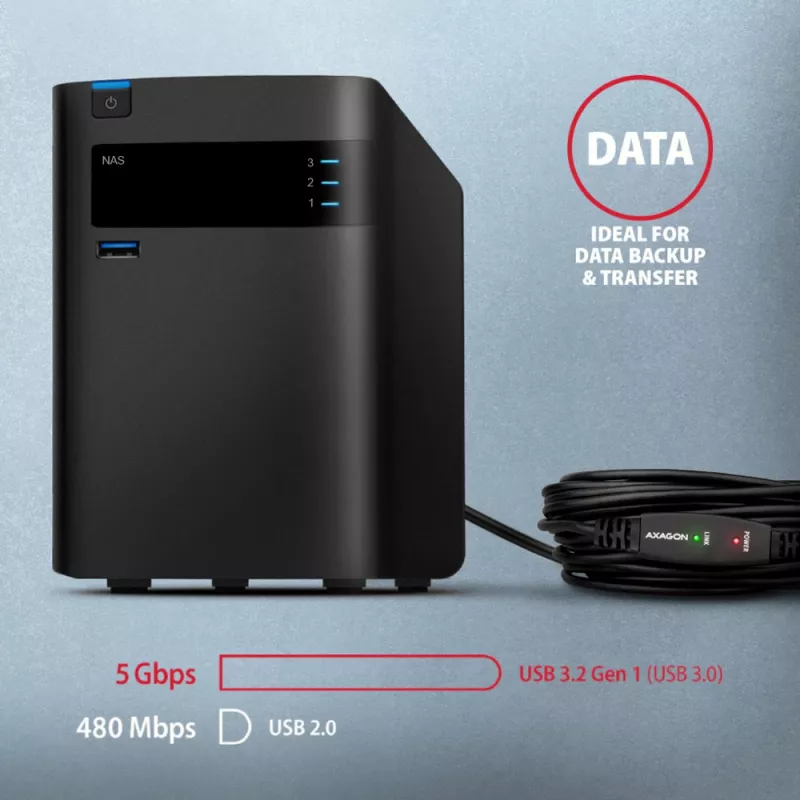 Axagon ADR-310 USB 3.2 Gen 1 A-M -> A-F active extension/repeater cable 10m