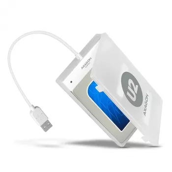 Axagon ADSA-1S USB 2.0 - 2.5 inch HDD SATA, HDD/SSD enclosure, 2.5 inch, Serial ATA, Serial ATA II, Serial ATA III, 0.48 Gbit/s, USB connectivity, White