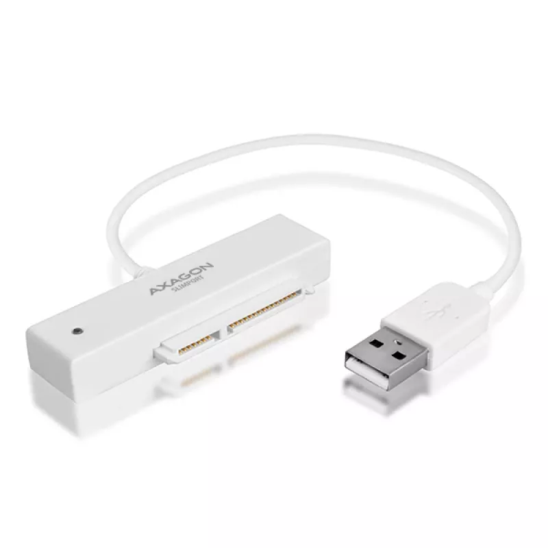 Axagon ADSA-1S USB 2.0 - 2.5 inch HDD SATA, HDD/SSD enclosure, 2.5 inch, Serial ATA, Serial ATA II, Serial ATA III, 0.48 Gbit/s, USB connectivity, White