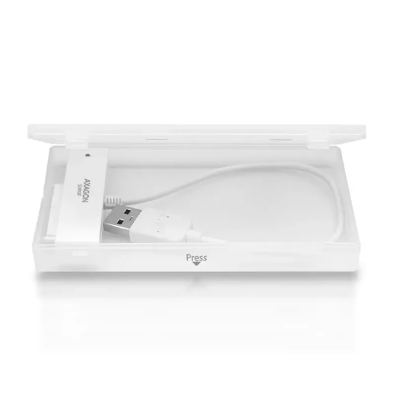 Axagon ADSA-1S USB 2.0 - 2.5 inch HDD SATA, HDD/SSD enclosure, 2.5 inch, Serial ATA, Serial ATA II, Serial ATA III, 0.48 Gbit/s, USB connectivity, White