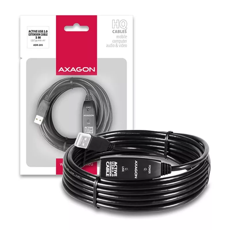 Axagon ADR-205 USB 2.0 A-M -> A-F active extension/repeater cable 5m