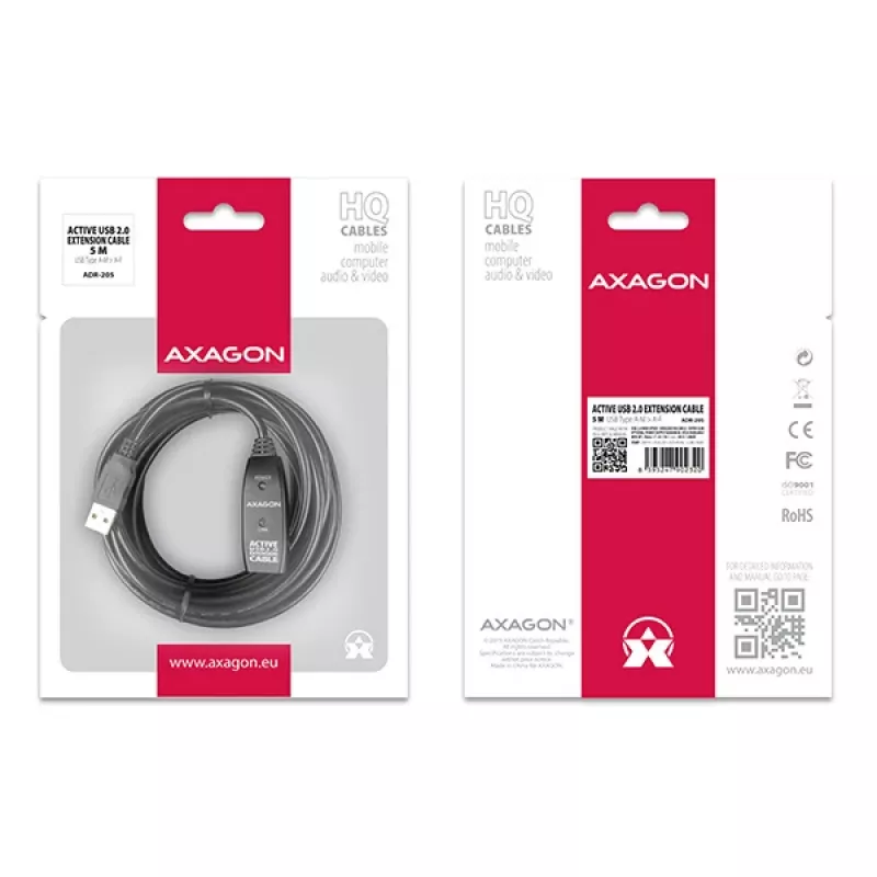 Axagon ADR-205 USB 2.0 A-M -> A-F active extension/repeater cable 5m