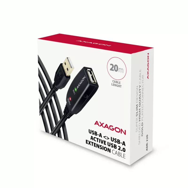 Axagon ADR-220 USB 2.0 A-M -> A-F active extension/repeater cable 20m