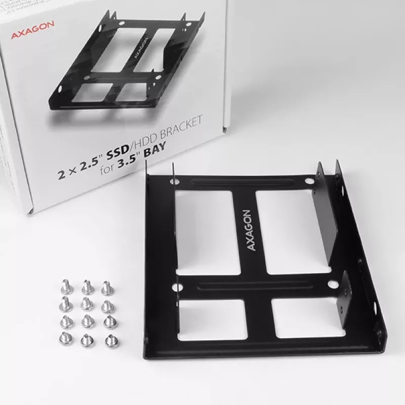 Axagon RHD-225 METAL bracket for 2x 2.5 inch HDD/SSD into 3.5 inch bay, fan mount