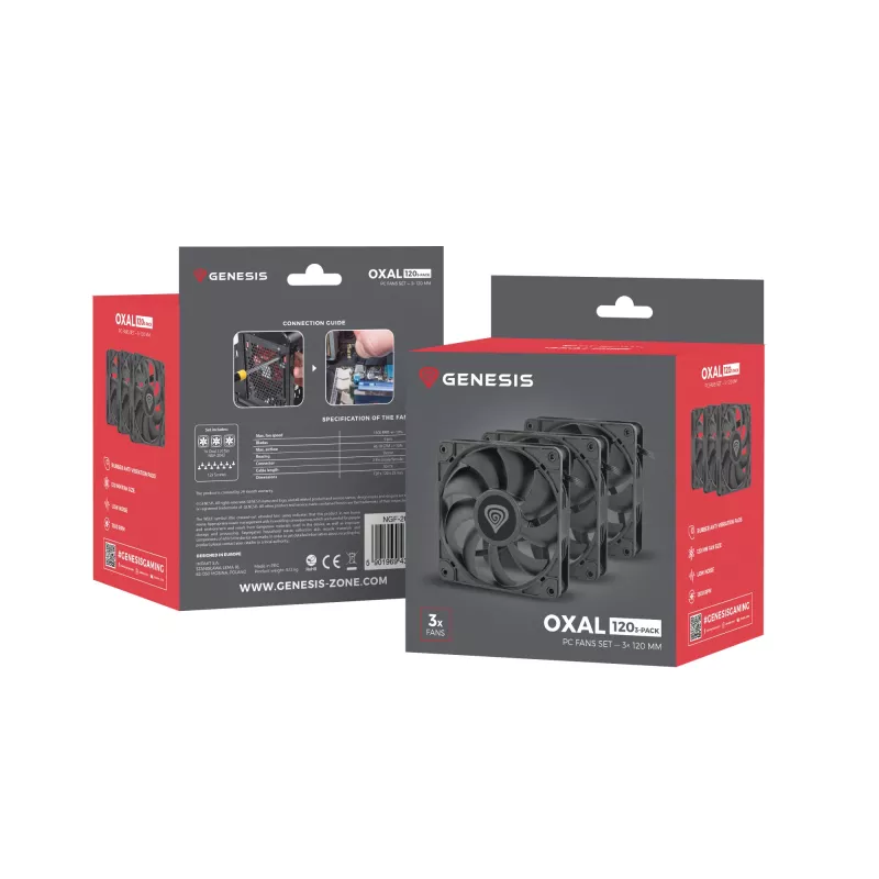 GENESIS Oxal 120 Computer case Fan 12 cm Black 3 pc(s)