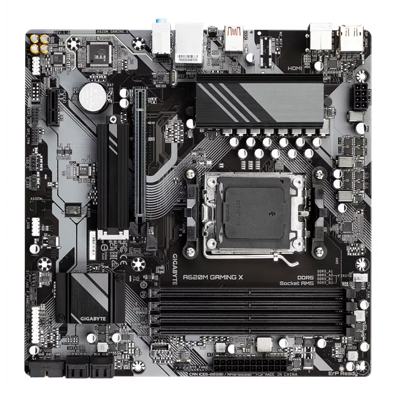 GIGABYTE A620M GAMING X Motherboard - Supports AMD Ryzen 8000 CPUs, 8+2+1 Phases Digital VRM, up to 8000MHz DDR5 (OC), 1xPCIe 4.0 M.2, GbE LAN, USB 3.2 Gen 2
