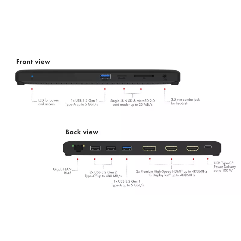 ICY BOX 11-in-1 Mobile DockingStation with Triple Video Output