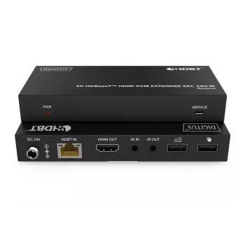 DIGITUS HDBaseT KVM Extender Set - 150m 4K/60Hz USB 1.1 PoC IR black