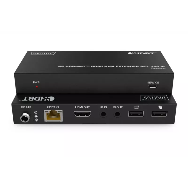 DIGITUS HDBaseT KVM Extender Set - 150m 4K/60Hz USB 1.1 PoC IR black