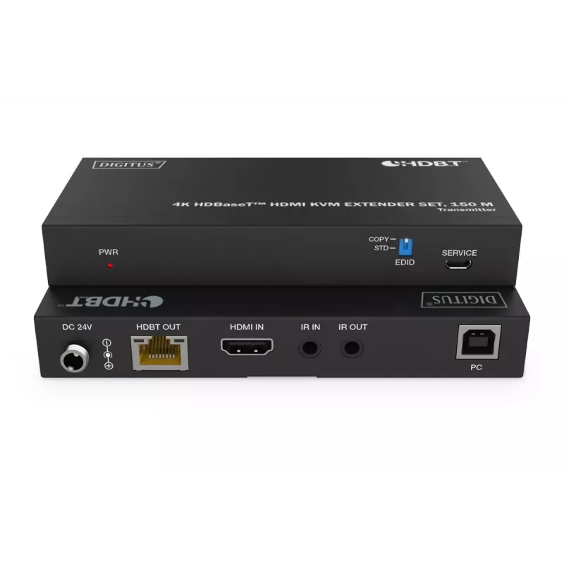 DIGITUS HDBaseT KVM Extender Set - 150m 4K/60Hz USB 1.1 PoC IR black