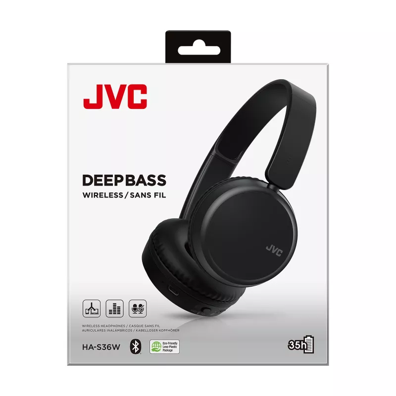 JVC Deep Bass Bluetooth On Ear Black, Wireless, Calls/Music, 20 - 20000 Hz, 157 g, Headset, Black