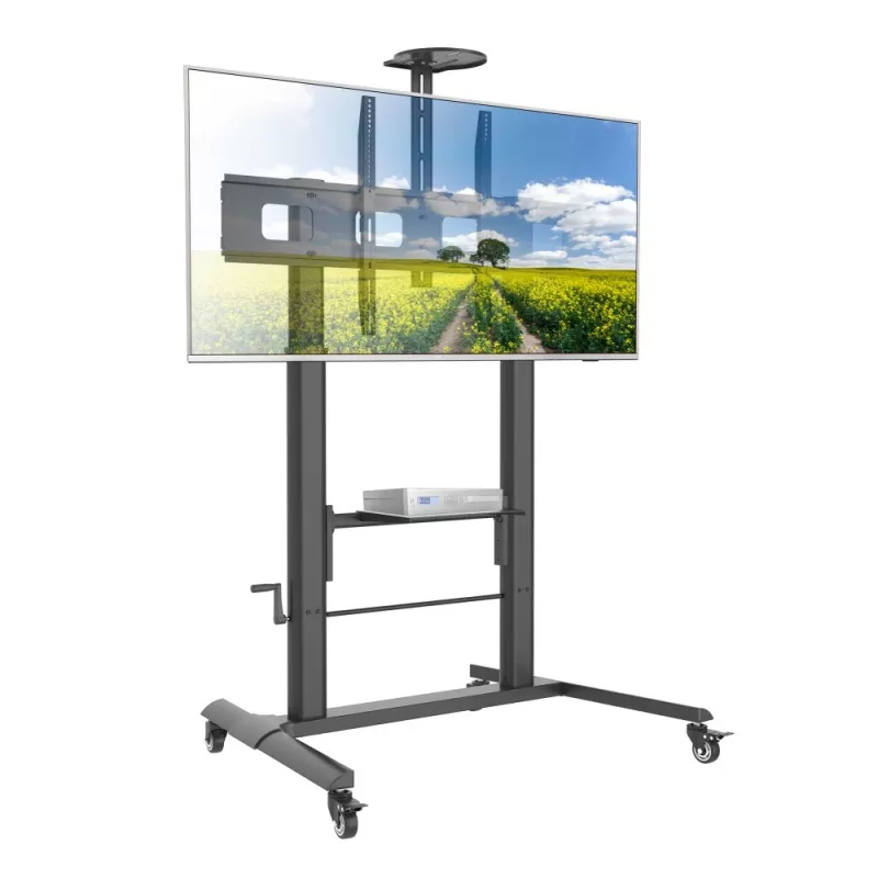 Multimedia cart TECHLY ICA-TR230 Black for flat panel up to 110 inch, VESA 900x600, height 1850 mm, load 120 kg